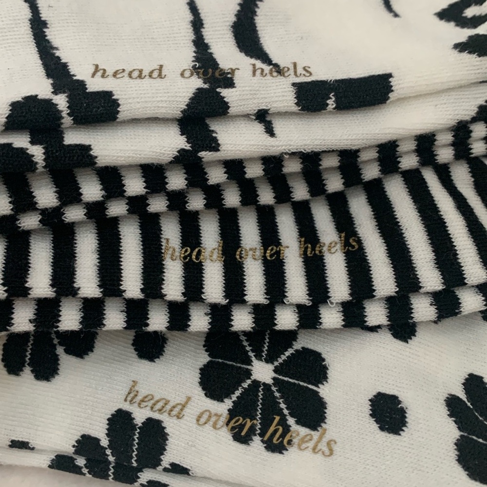 Kate Spade NY White Black Crew Socks 3 Pairs One Size - Picture 4 of 4